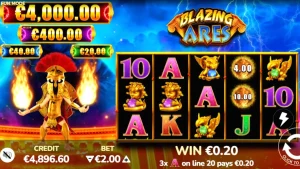 Tampilan visual slot Blazing Ares dengan tema dewa perang Yunani