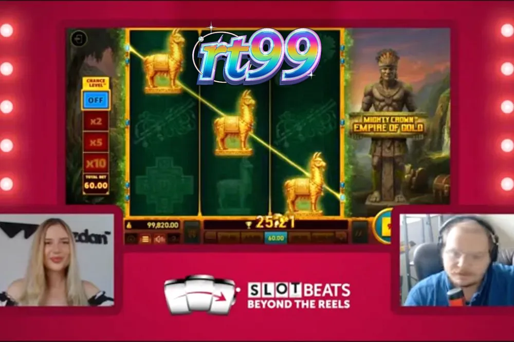 Tampilan visual slot Mighty Crown: Empire of Gold dengan format tiga gulungan yang elegan.